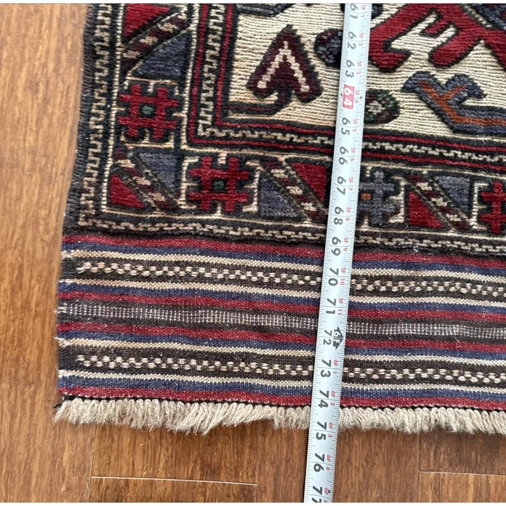 Kilim Wool‎ Foot Runner Caucasian Flatweave Rug Boho Decor 74 x 35 in